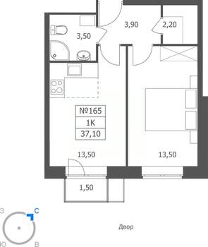 1-к квартира, вторичка, 37м2, 8/11 этаж