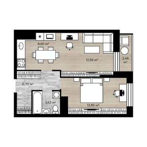 2-к квартира, вторичка, 46м2, 18/18 этаж