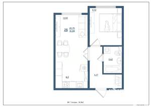 2-к квартира, строящийся дом, 37м2, 6/17 этаж
