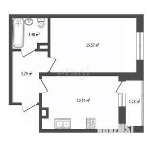 1-к квартира, вторичка, 39м2, 6/9 этаж