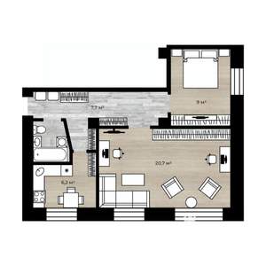 2-к квартира, вторичка, 47м2, 3/3 этаж