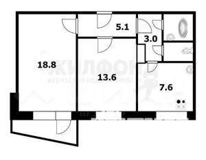 2-к квартира, вторичка, 53м2, 3/9 этаж