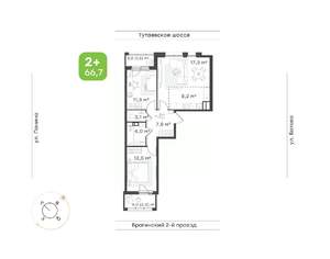 2-к квартира, строящийся дом, 67м2, 5/18 этаж