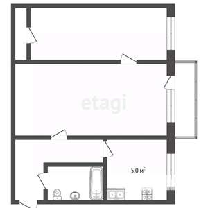 2-к квартира, вторичка, 44м2, 5/5 этаж