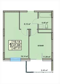 1-к квартира, вторичка, 47м2, 2/18 этаж