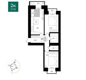 2-к квартира, вторичка, 58м2, 12/12 этаж