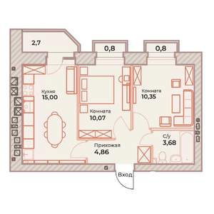 2-к квартира, вторичка, 46м2, 9/9 этаж