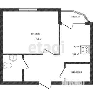 1-к квартира, вторичка, 36м2, 8/9 этаж