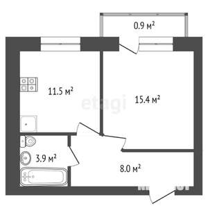 1-к квартира, вторичка, 39м2, 1/5 этаж