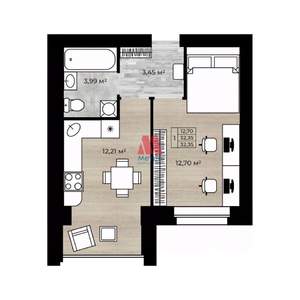 1-к квартира, сданный дом, 32м2, 5/10 этаж