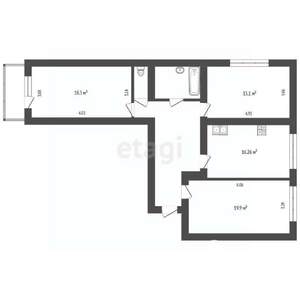 3-к квартира, вторичка, 94м2, 2/3 этаж