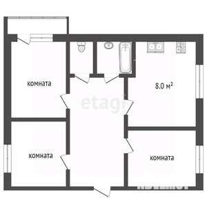 3-к квартира, вторичка, 59м2, 4/5 этаж