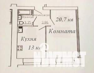 1-к квартира, вторичка, 41м2, 1/5 этаж