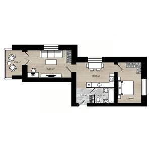 2-к квартира, строящийся дом, 53м2, 8/9 этаж