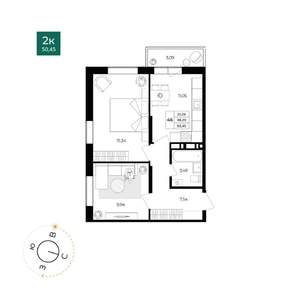 2-к квартира, вторичка, 48м2, 5/17 этаж