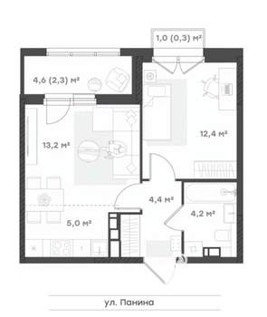 1-к квартира, вторичка, 42м2, 15/18 этаж