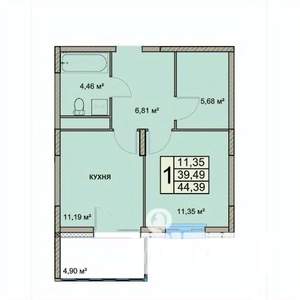 1-к квартира, вторичка, 44м2, 4/18 этаж