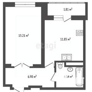 1-к квартира, вторичка, 40м2, 2/2 этаж
