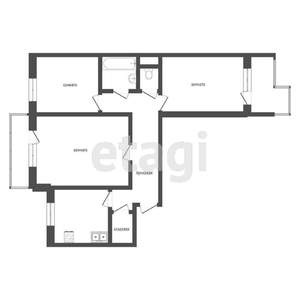 3-к квартира, вторичка, 66м2, 4/10 этаж