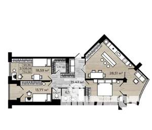 3-к квартира, строящийся дом, 115м2, 3/8 этаж