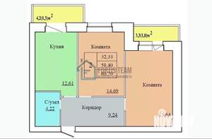 2-к квартира, вторичка, 61м2, 3/12 этаж