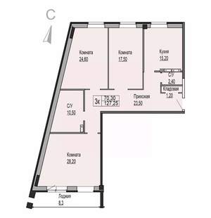 3-к квартира, строящийся дом, 127м2, 6/8 этаж