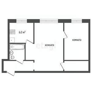 2-к квартира, вторичка, 44м2, 1/4 этаж