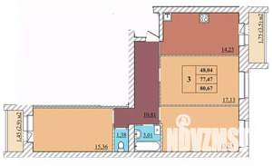 3-к квартира, строящийся дом, 81м2, 1/5 этаж