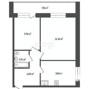 2-к квартира, вторичка, 50м2, 3/4 этаж