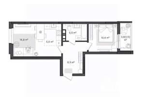 1-к квартира, вторичка, 46м2, 6/9 этаж