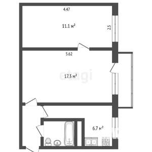 2-к квартира, вторичка, 45м2, 2/12 этаж