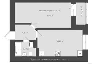 1-к квартира, вторичка, 47м2, 10/18 этаж