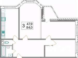 3-к квартира, вторичка, 84м2, 3/10 этаж