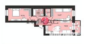 2-к квартира, вторичка, 65м2, 12/12 этаж