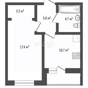 1-к квартира, вторичка, 43м2, 2/14 этаж