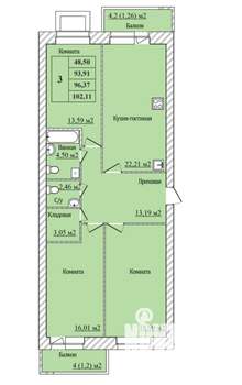 3-к квартира, строящийся дом, 96м2, 5/8 этаж