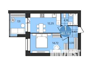 1-к квартира, вторичка, 40м2, 4/4 этаж