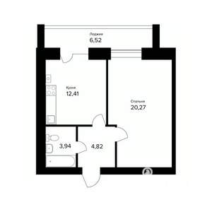 1-к квартира, вторичка, 45м2, 4/5 этаж