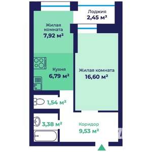 1-к квартира, строящийся дом, 47м2, 8/17 этаж