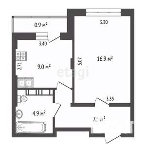 1-к квартира, вторичка, 38м2, 6/10 этаж