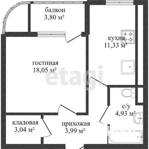 1-к квартира, вторичка, 44м2, 8/10 этаж