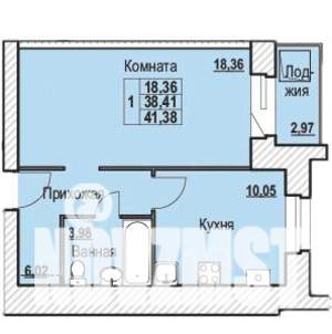 1-к квартира, строящийся дом, 41м2, 7/10 этаж