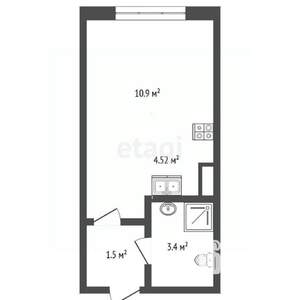 1-к квартира, вторичка, 29м2, 6/9 этаж