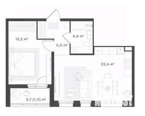 1-к квартира, вторичка, 50м2, 7/18 этаж
