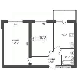 2-к квартира, вторичка, 48м2, 12/16 этаж