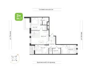 3-к квартира, вторичка, 87м2, 2/18 этаж