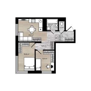 2-к квартира, вторичка, 48м2, 7/9 этаж