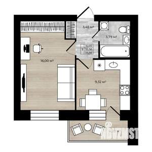 1-к квартира, вторичка, 35м2, 5/9 этаж