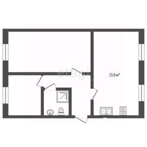 2-к квартира, вторичка, 43м2, 1/5 этаж