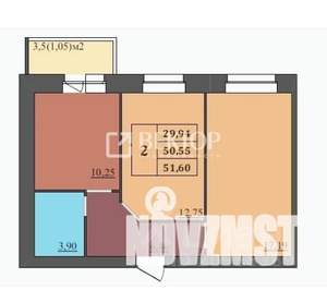 2-к квартира, вторичка, 52м2, 6/9 этаж